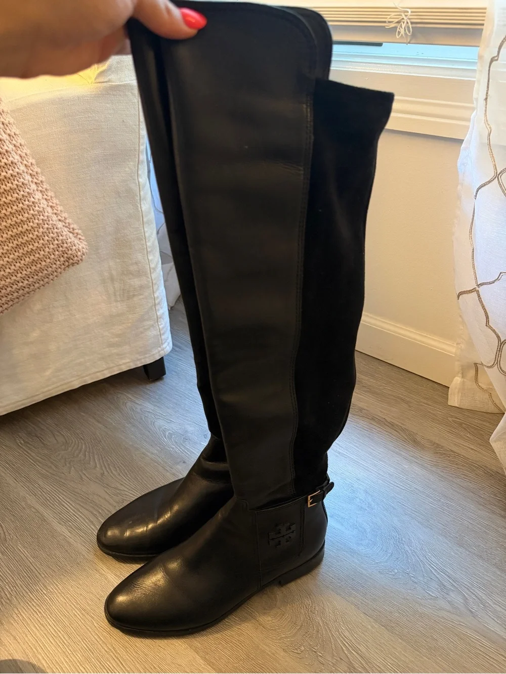Tory Burch Women's Wyatt Over-the-Knee Riding Boots Black US 8
